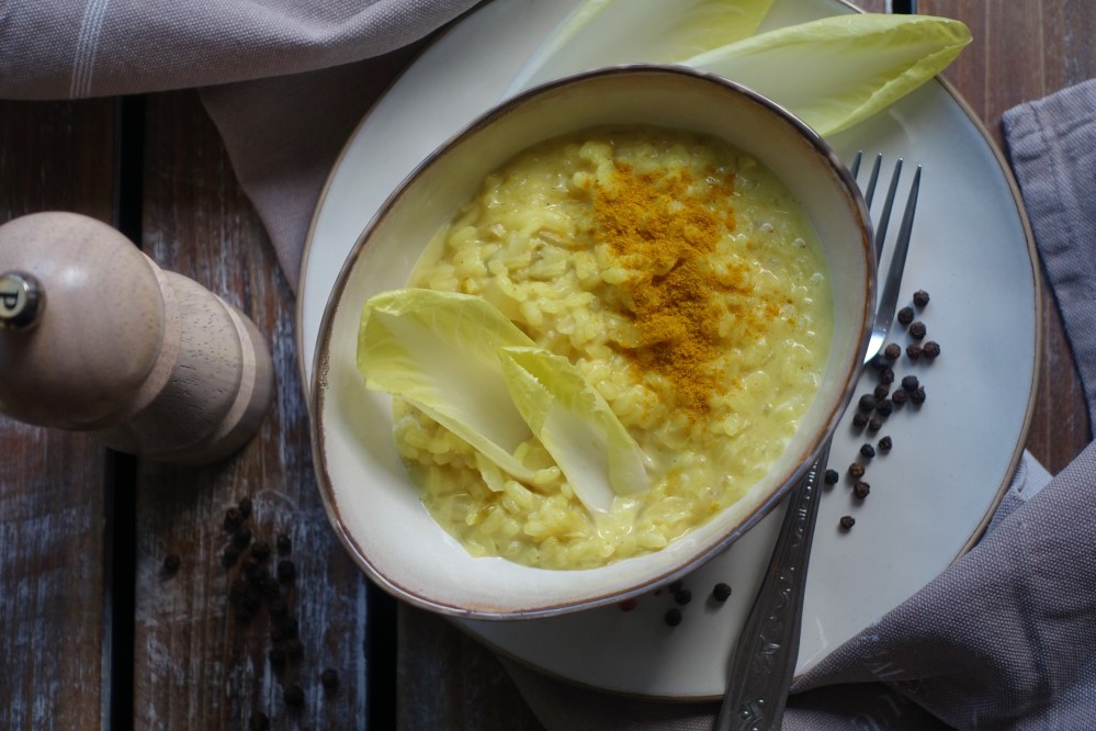 Risotto, Chicorée, indivia belga, Superfood aus Österreich, gesund und köstlich, stärkt das Immunsystem, italienisch kochen im Winter, Reisgericht, vegetarisch, Fusion Food