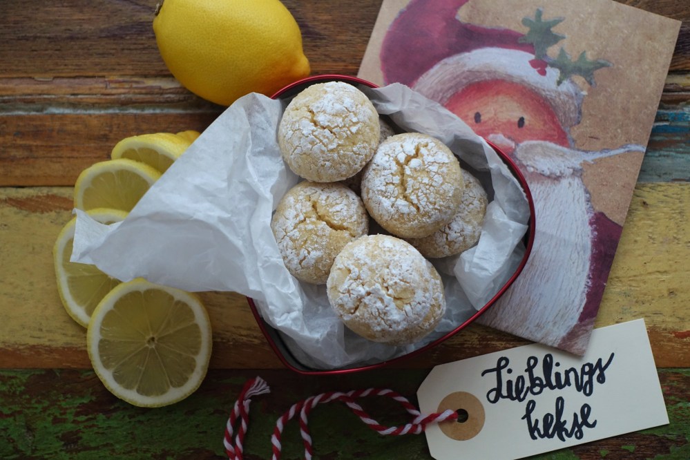Crinkled Cookies, Crinkles, Kekse mit rissiger Oberfläche, Lemon Crinkles, Zitronen - Crinkles, erfrischend zitronig, weihnachtlich, Kekse für das ganze Jahr