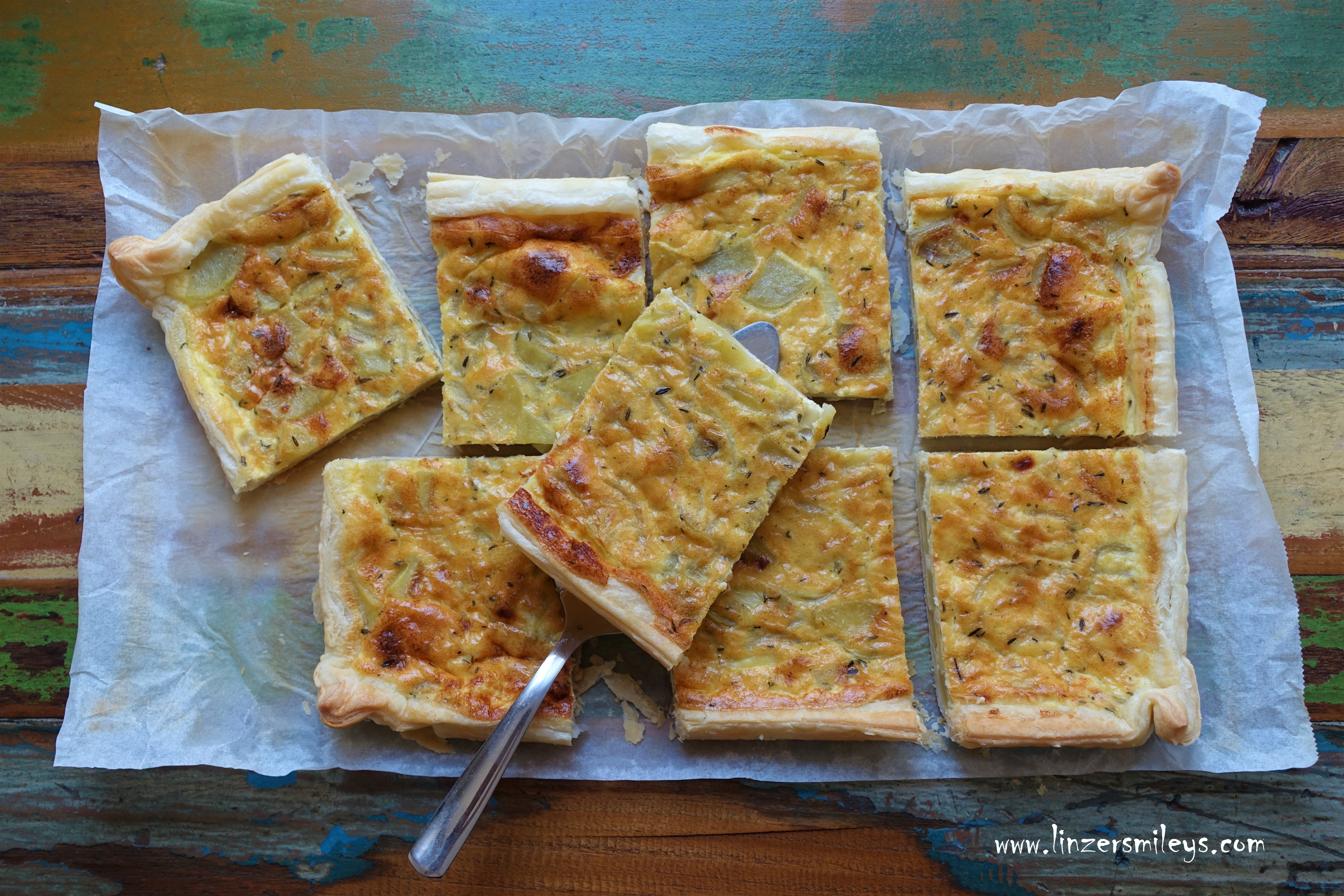 #Quiche #Tarte & Co., Tarte mit Kartoffeln, pommes de terre, französisch backen, Blätterteig, Snack, Picknick im Grünen, kalt oder warm, vegetarisch