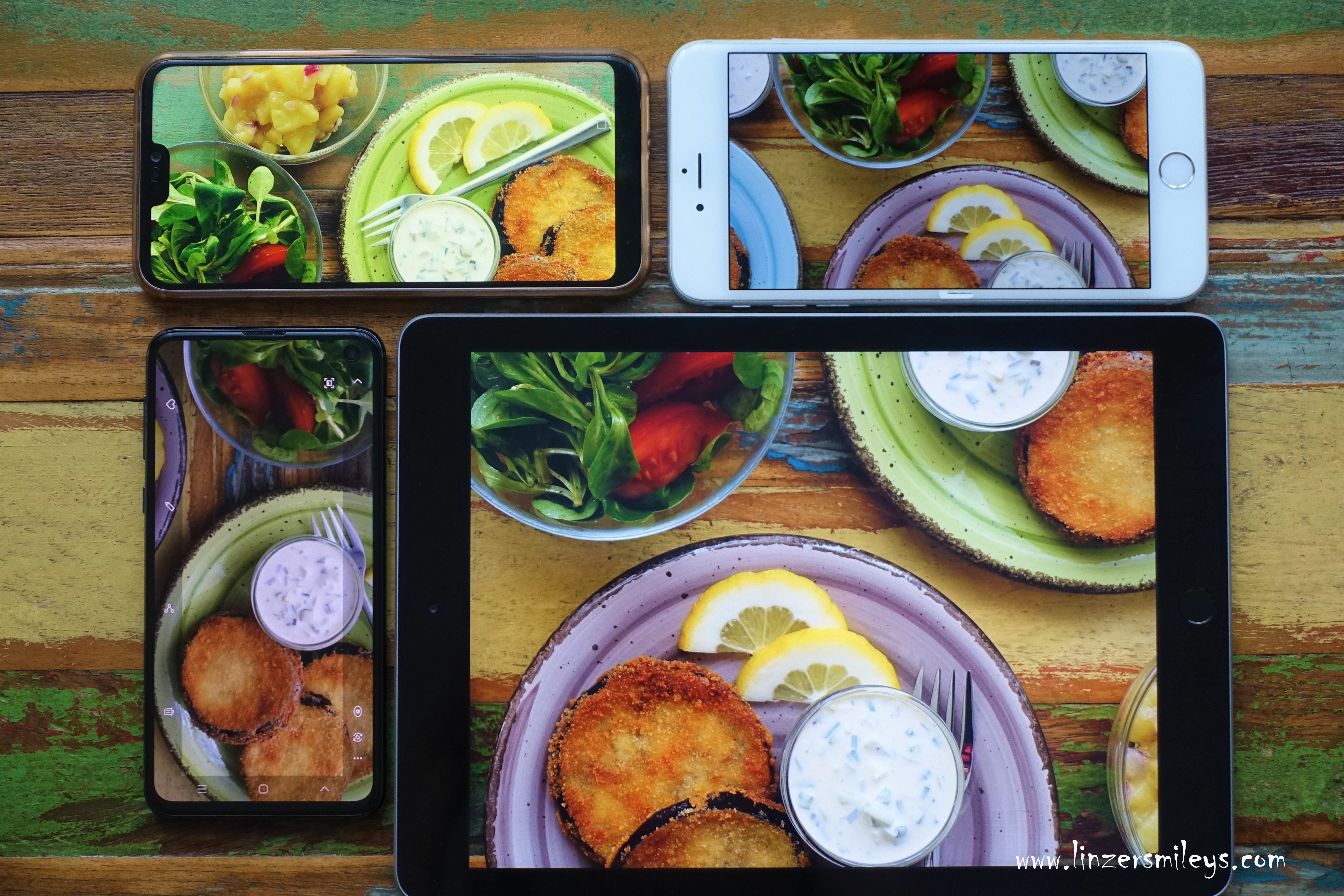 Auf Schnitzeljagd, zweierlei Schnitzel nach Wiener Art, Dukatenschnitzel, goldgelb, Schweinefilet, Schweinslungenbraten, Kaiser Franz Josephs Leibspeise, Melanzanischnitzel, Auberginenschnitzel, vegetarisch, Panade, Panier, in Öl gebacken, österreichisch, Hausmannskost, Sonntagsessen, mit Remouladensoße, Preiselbeeren, Daniela Terenzi #linzersmileys