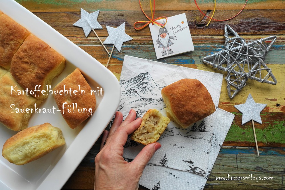 Kulebiak, Buchteln mit Sauerkraut, Sauerkohl, polnisch inspiriert, vegetarisch, Rezept à la #linzersmileys mit Erdäpfeln, Kartoffeln