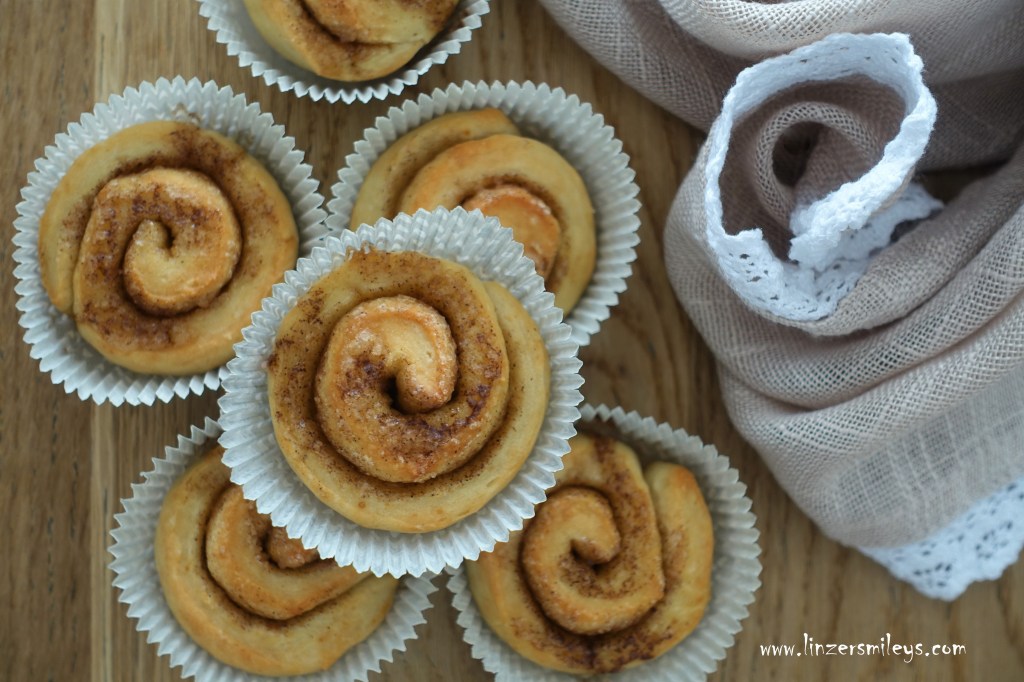 Zimtschnecken ohne Hefe, ohne Germ, mit Joghurt-Öl-Teig und Backpulver, schwedisch backen, easy-peasy, schnell und einfach, EasyBaking, ohne Gehzeit, kanelbullar, kanelbulle