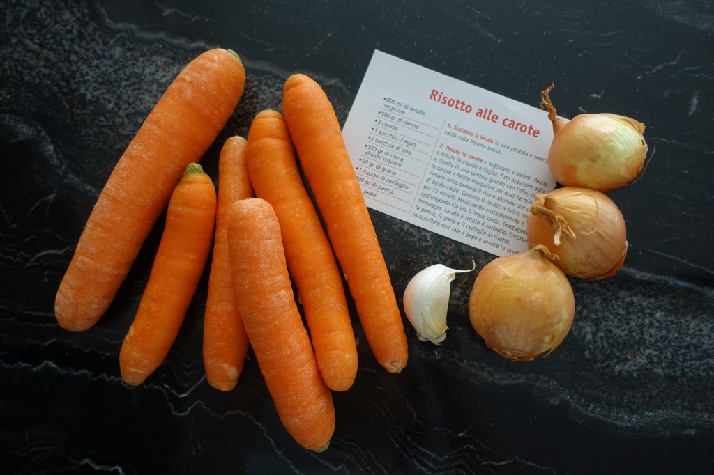 Risotto alle carote, Karotten-Risotto, mit Möhren, vegetarisch kochen, italienisch, mediterran, easy-peasy, Reisgericht, nachhaltig kochen, Resteverwertung, ausmisten, Rezeptefundus #linzersmileys