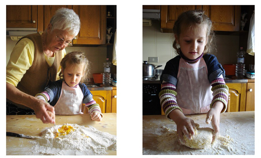 Erinnerungen, mit Liebe kochen, ricordi, fettuccine fatte in casa, cucinare con la Nonna, impasto di pasta, impastare, kinderleicht kochen, pasta all'uovo #linzersmileys