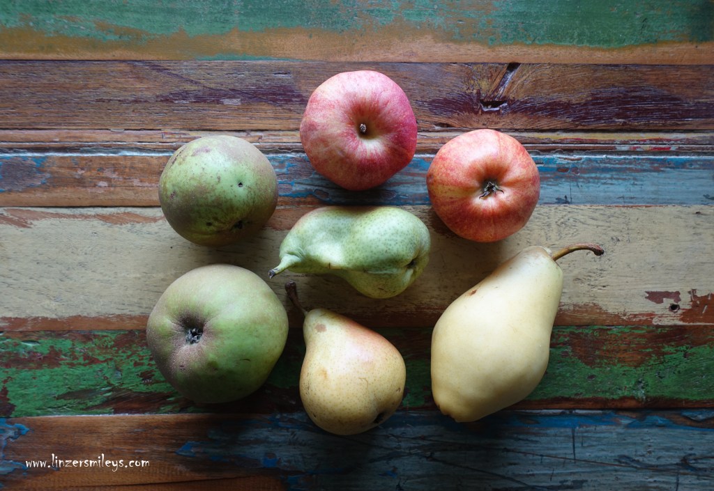 Äpfel und Birnen, mit und ohne Macken, verbacken sind sie alle gut, nachhaltig, wohin mit den weniger schönen? in den Kuchen! lecker, köstlich, gut, Daniela Terenzi, Foodbloggerin #linzersmileys