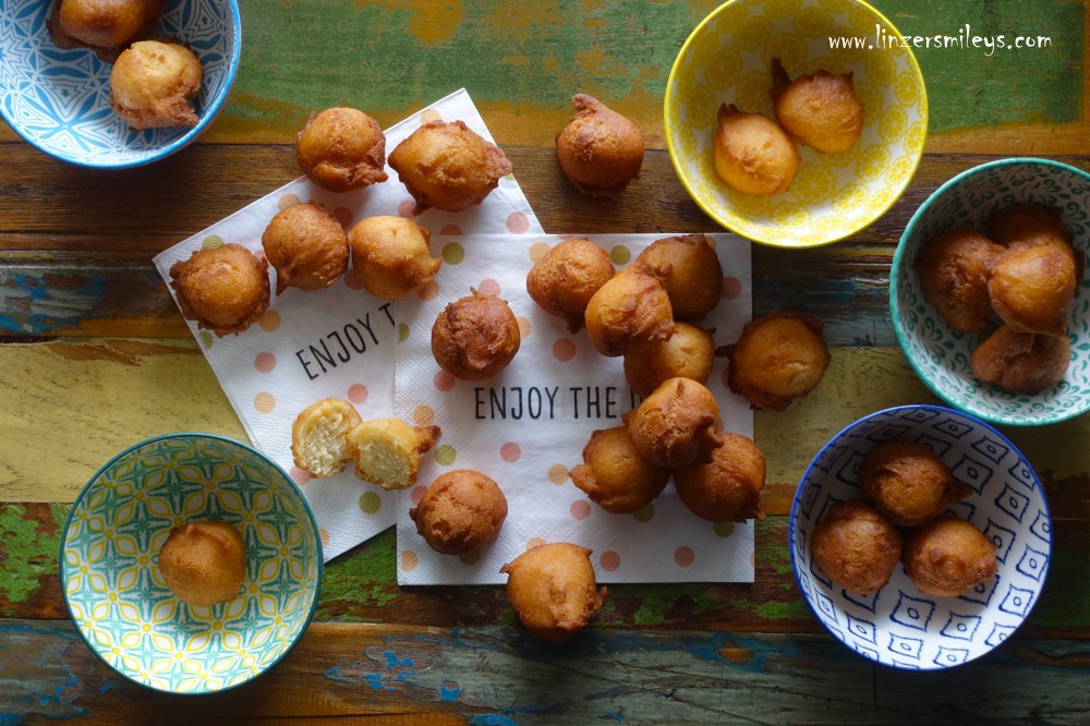 Castagnole, italienische Mini-Krapfen, Berliner, Kreppel, Kräppel, Pfannkuchen, fritole, frittole, Schmalzgebackenes, Fasching, Karneval, carnevale, frittiert, süß und fettig, ohne Alkohol, ohne Rosinen, ungefüllt, nachhaltig, Resteverwertung, Frischkäse clever verwerten, Partygericht, Daniela Terenzi, Foodblog #linzersmileys