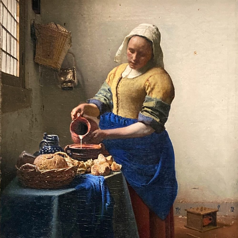 Das Milchmädchen, Die Milchmagd, Gemälde von Jan Vermeer van Delft, Öl auf Leinwand, ca. 1160, Amsterdam, Rijksmuseum, Niederlande, Kunst, Kulturreise, Daniela Terenzi, #linzersmileys
